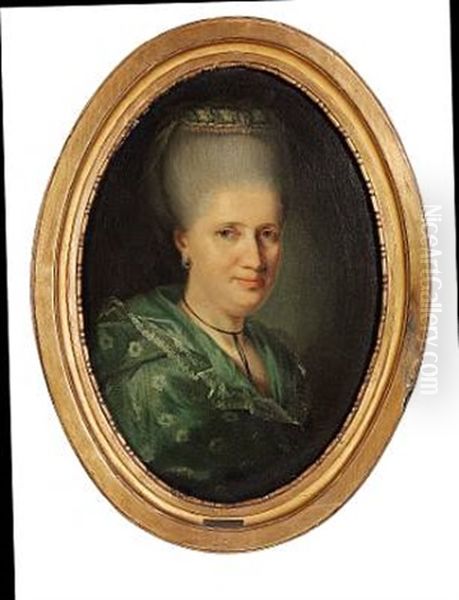 Portrait Of Johanne Maria Mylius, Nee Heitmann Oil Painting by Jens Juel