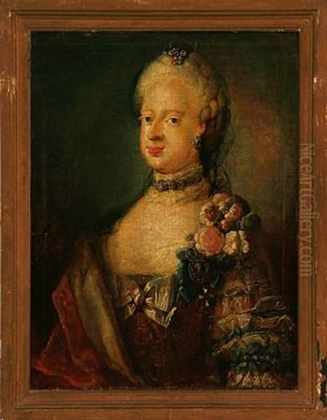 Portrait Of King Christian Vii Of Denmark  (+ Portrait Of Caroline Mathilde Of Denmark; Pair) Oil Painting by Jens Juel