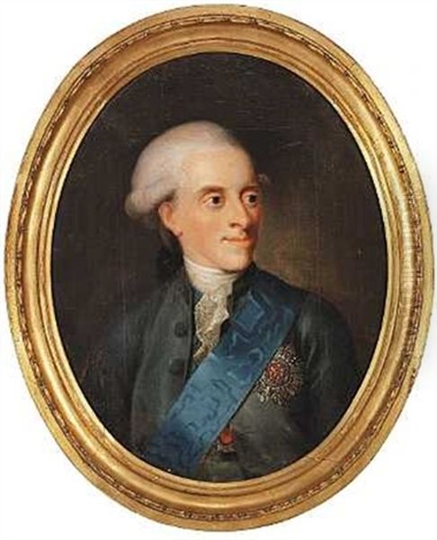 Portraet Af Arveprins Frederik I Grabla Flojlsfrakke, Elefantordenens Bla Band, Stjerne Og Chr. Viis Orden Oil Painting by Jens Juel