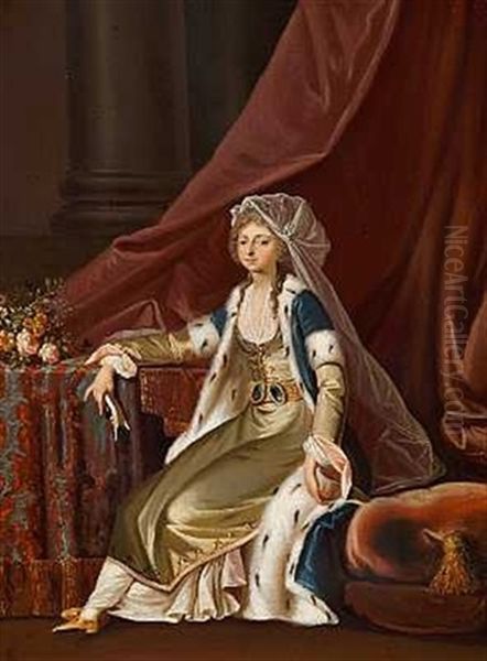 Prinsesse Louise Augusta I Tyrkisk Dragt Oil Painting by Jens Juel