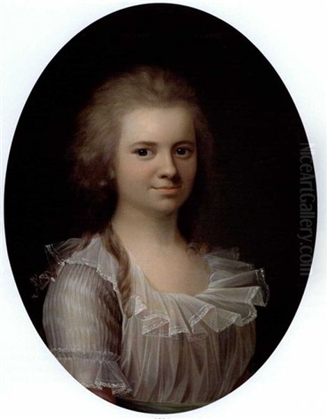 Portraet Af En Ung Pige, Antagelig Marie Henriette Duntzfelt Oil Painting by Jens Juel