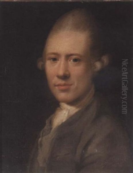 Portrait Of A Young Man In A Grey Coat With A White Cravat Oil Painting by Jens Juel