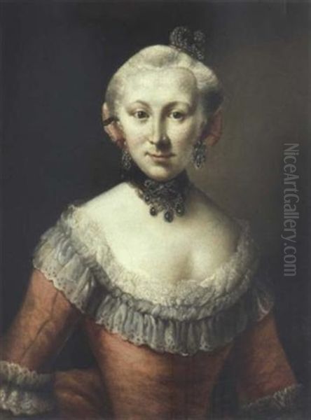 Portrait De Jeune Femme Oil Painting by Jens Juel