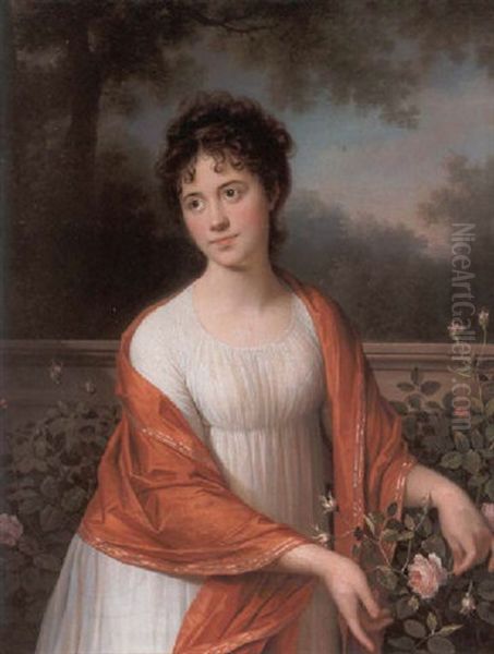 Portraet Af Charlotte Bartholin Eichel F. Grodtschilling Oil Painting by Jens Juel