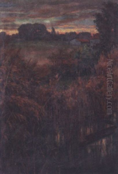 Evening On The Marsh Oil Painting by Alfred Juergens