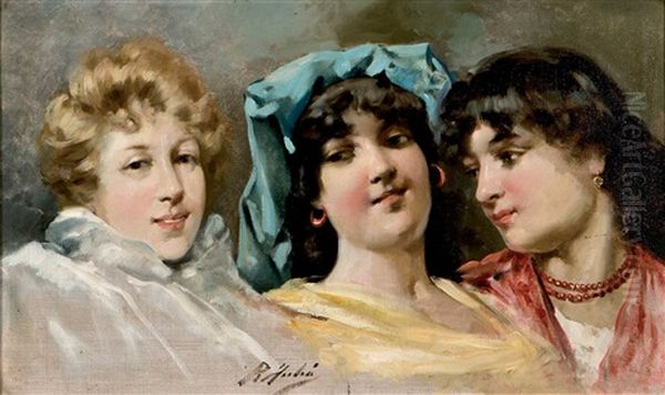 Tres Damas Oil Painting by Rafael Julia Entraigues