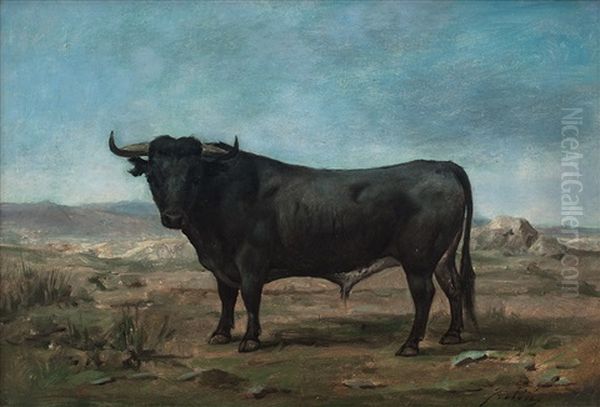 Toro Mulato Oil Painting by Luis Julia Y Carrere