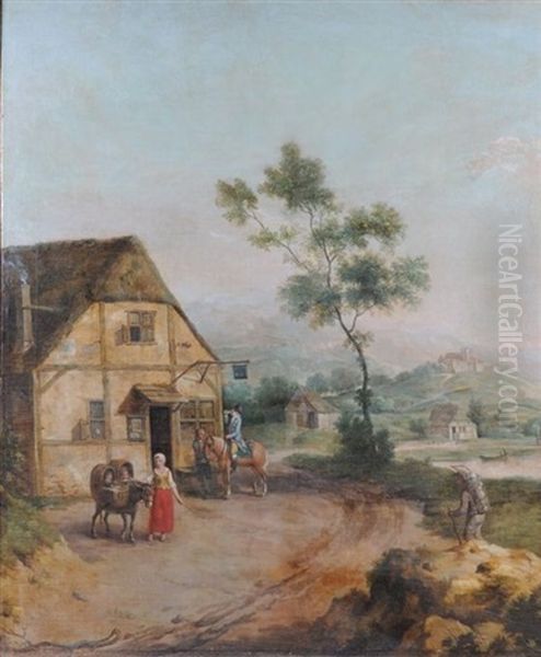 Halte Du Cavalier A L'auberge Oil Painting by Nicolas-Jacques Juliard