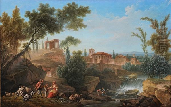 Arcadian Landscape Oil Painting by Nicolas-Jacques Juliard