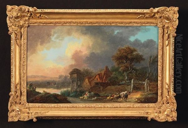 Paysage Au Moulin Oil Painting by Nicolas-Jacques Juliard