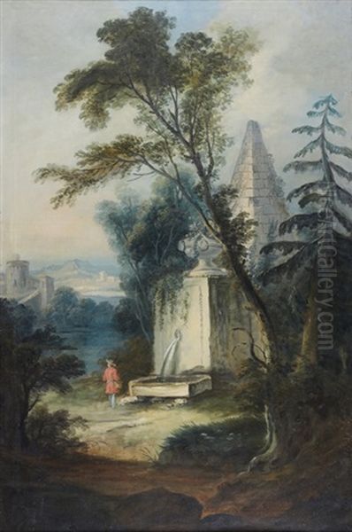 Berger Pres D'une Fontaine Oil Painting by Nicolas-Jacques Juliard