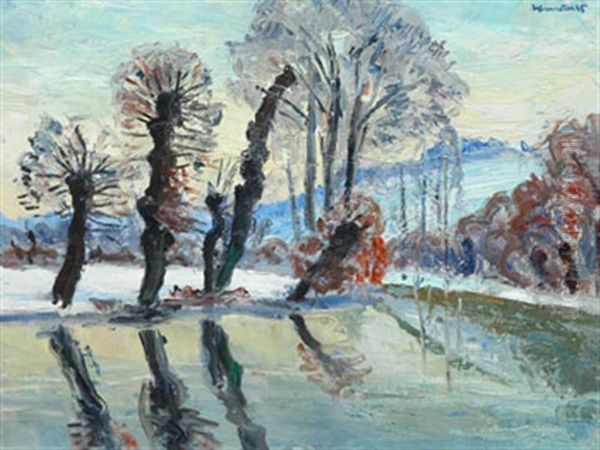 Paysage D'hiver Oil Painting by Nicolas-Jacques Juliard