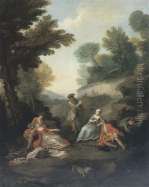 La Collation Apres La Chasse Oil Painting by Nicolas-Jacques Juliard