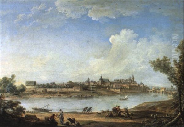 Vue De La Ville De Dole Oil Painting by Nicolas-Jacques Juliard