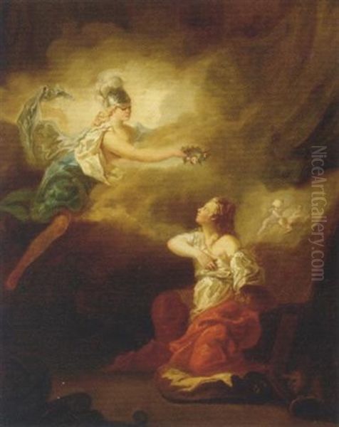 Glory Crowning The Muse Of Painting Oil Painting by Jean Antoine Julien