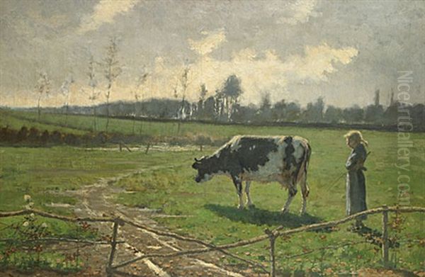 De Koehoedster Oil Painting by JP Georges Julliard