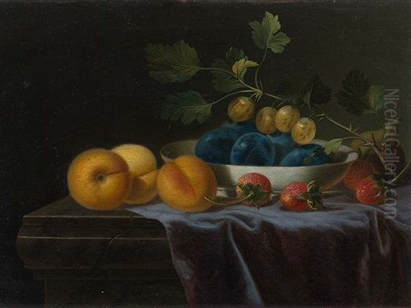 Still Life With Fruit Oil Painting by Justus Juncker