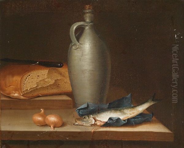 A Pair Of Kitchen Still Lifes Oil Painting by Justus Juncker