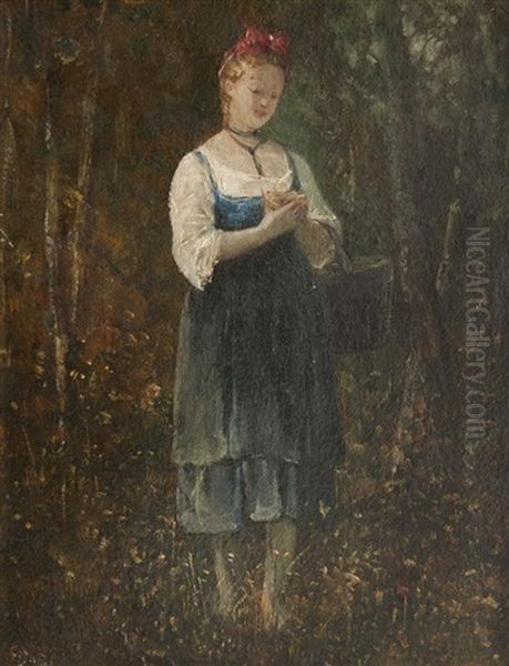 La Cueillette Oil Painting by Gustave Adolf Jundt