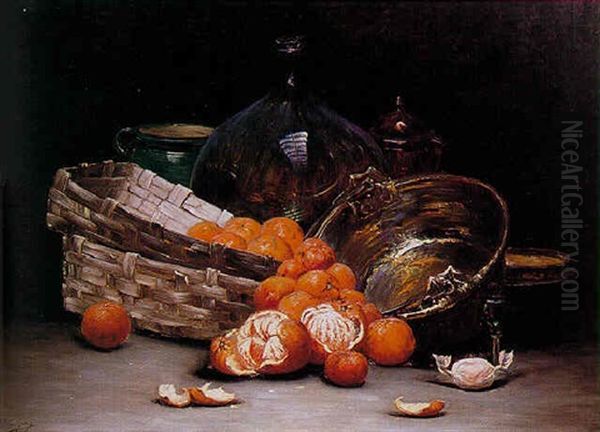 Le Panier D'oranges Oil Painting by Charles Frederic Jung