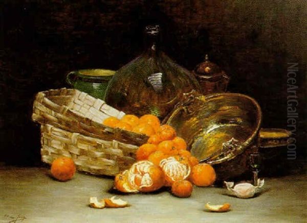 Le Panier D'oranges Oil Painting by Charles Frederic Jung