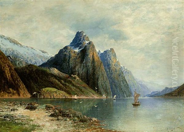 Blick In Einen Fjord Zur Sommerzeit Oil Painting by Johann Jungblut