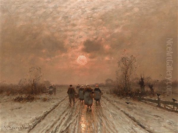 Abendstimmung Oil Painting by Johann Jungblut