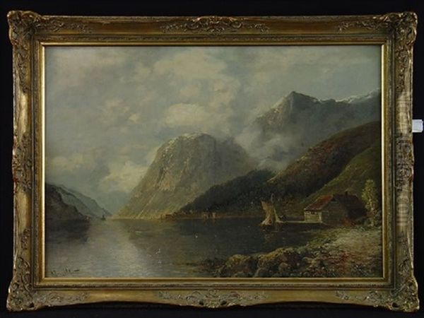 Norwegischer Fjord Oil Painting by Johann Jungblut