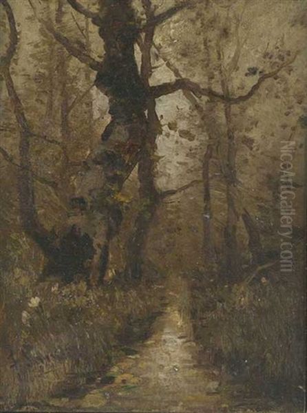 Waldweg In Der Dammerung Oil Painting by Johann Jungblut