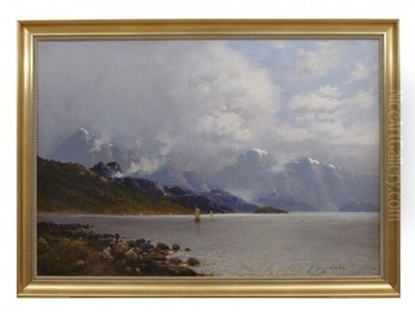 Fjordlandskap Oil Painting by Johann Jungblut