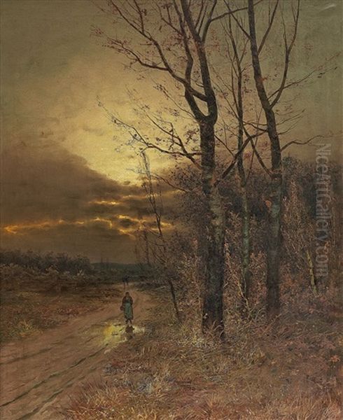 Herbstgewitter Oil Painting by Johann Jungblut