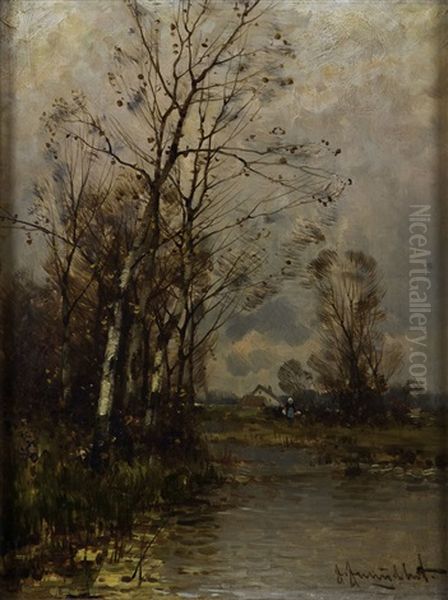 Herbstliche Flusslandschaft Oil Painting by Johann Jungblut