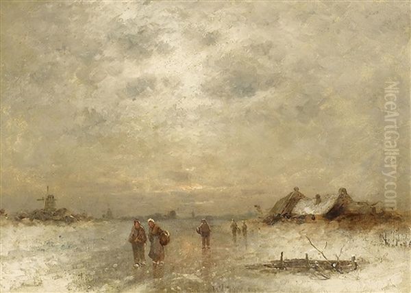 Winterabend Oil Painting by Johann Jungblut