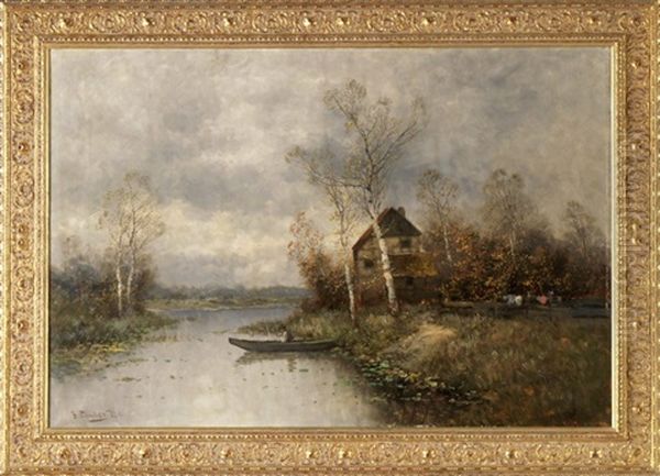 Ruderer Auf Dem Fluss Oil Painting by Johann Jungblut