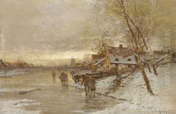 Winterlandschaft Oil Painting by Johann Jungblut