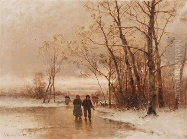 Winter Am Niederrhein Oil Painting by Johann Jungblut