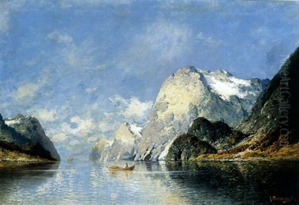 Norwegian Fiord Oil Painting by Johann Jungblut