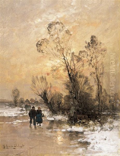 Winterlandschap Oil Painting by Johann Jungblut