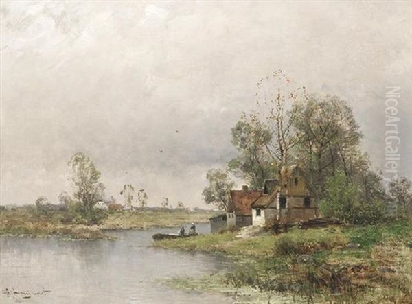 Landschaft Am Niederrhein Im Spatsommer Oil Painting by Johann Jungblut