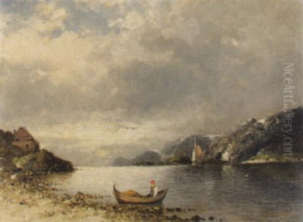 Fjordlandschaft Oil Painting by Johann Jungblut