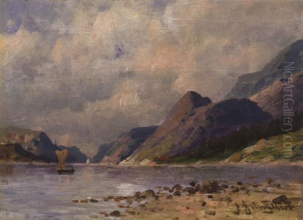 Norwegische Landschaft Oil Painting by Johann Jungblut