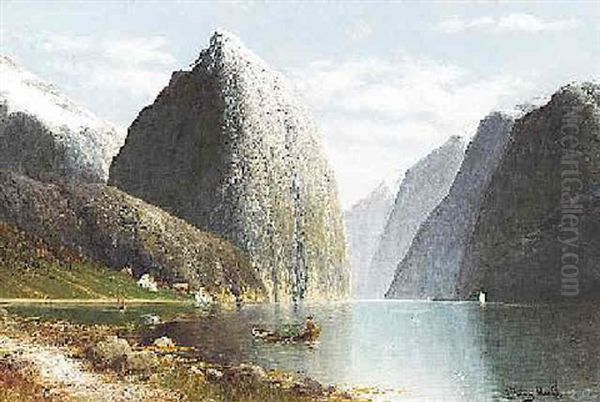 Der Naero-fjord Im Sommer Oil Painting by Johann Jungblut