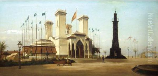 Le Pavillon Espagnol A L'exposition Universelle De 1889. Oil Painting by Achile Batiztutzzi