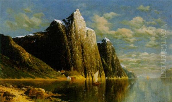 Norwegischer Fjord Oil Painting by Johann Jungblut