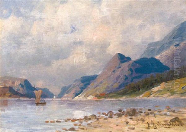 Norwegische Landschaft Oil Painting by Johann Jungblut