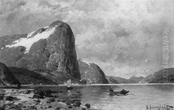 Fjord Mit Fischerbooten Oil Painting by Johann Jungblut