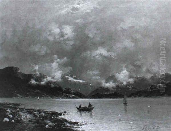 Fjordlandschaft In Norwegen Oil Painting by Johann Jungblut