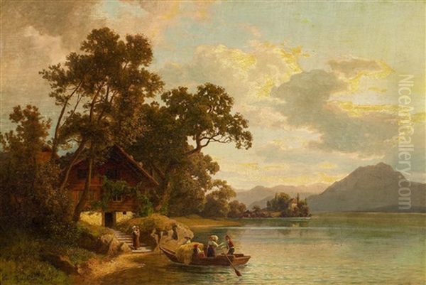 Uberfahrt Auf Einem Alpsee Oil Painting by Carl Jungheim