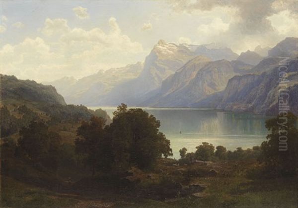 Am Vierwaldstattersee Mit Blick Auf Das Pilatusmassiv Oil Painting by Carl Jungheim