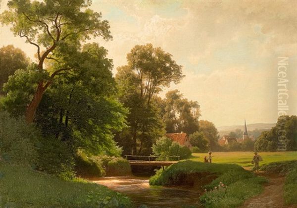 Flusslandschaft Oil Painting by Carl Jungheim